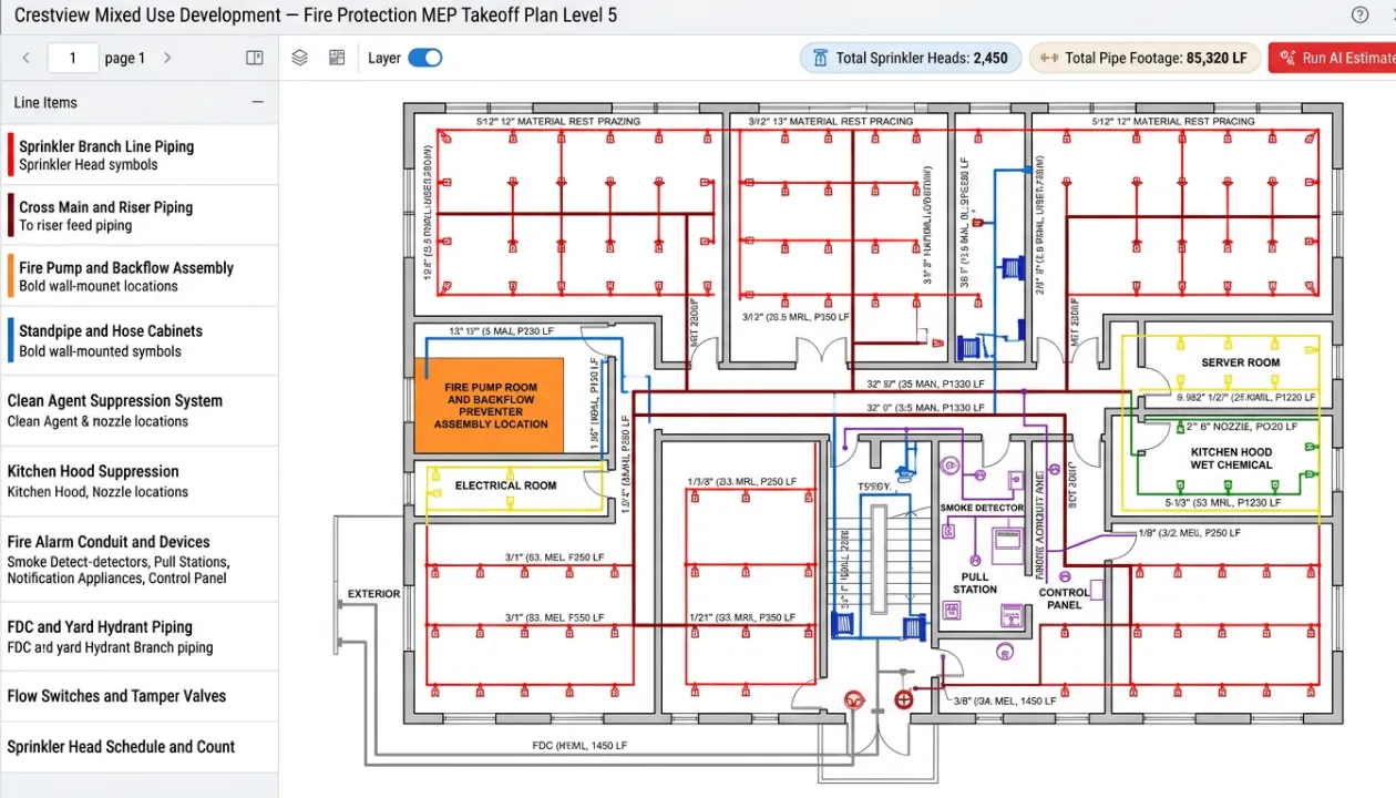 AI MEP Takeoff Software for Fireproofing