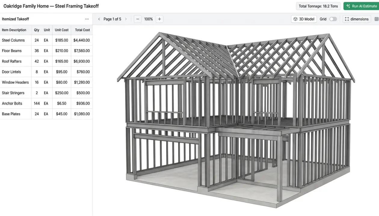 AI Structural Steel Takeoff Software Helps Residential Contractors