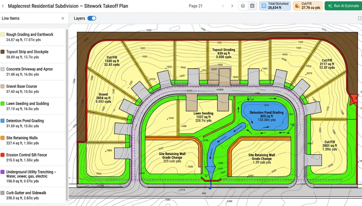 Residential AI Sitework Takeoff Software