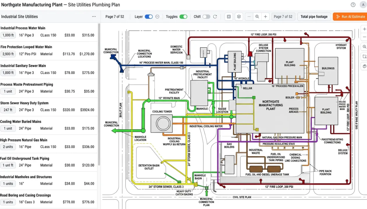 Site Utilities Plumbing Estimating